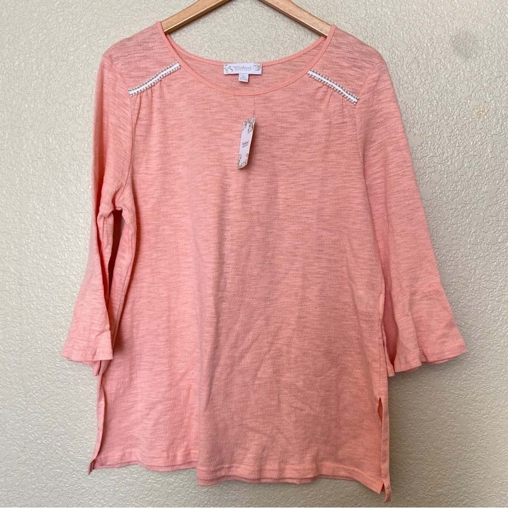 Suzanne‎ Betro Weekend NWT 3/4 sleeve coral spring blouse shirt top large